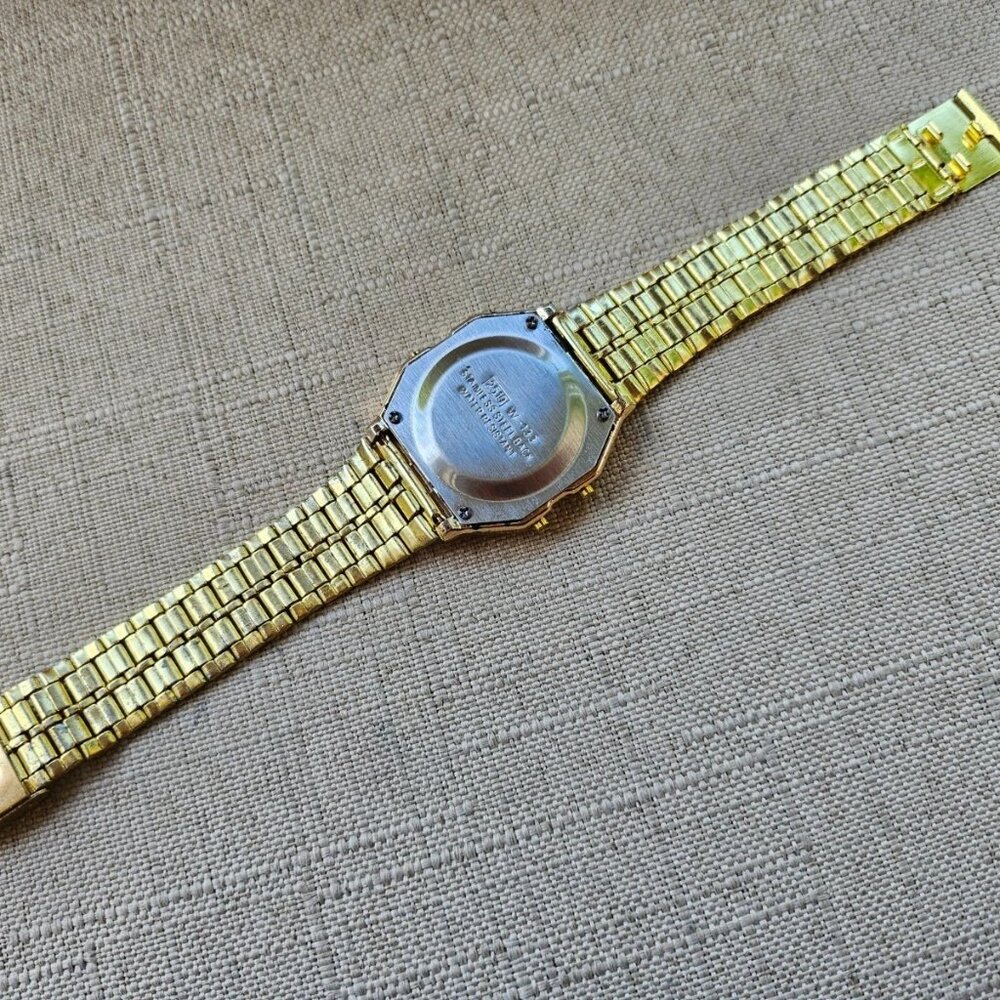 Women Wristwatch Yellow Gold Tone Digital Wrist Watch Multi Functional NEW - Picture 10 of 12